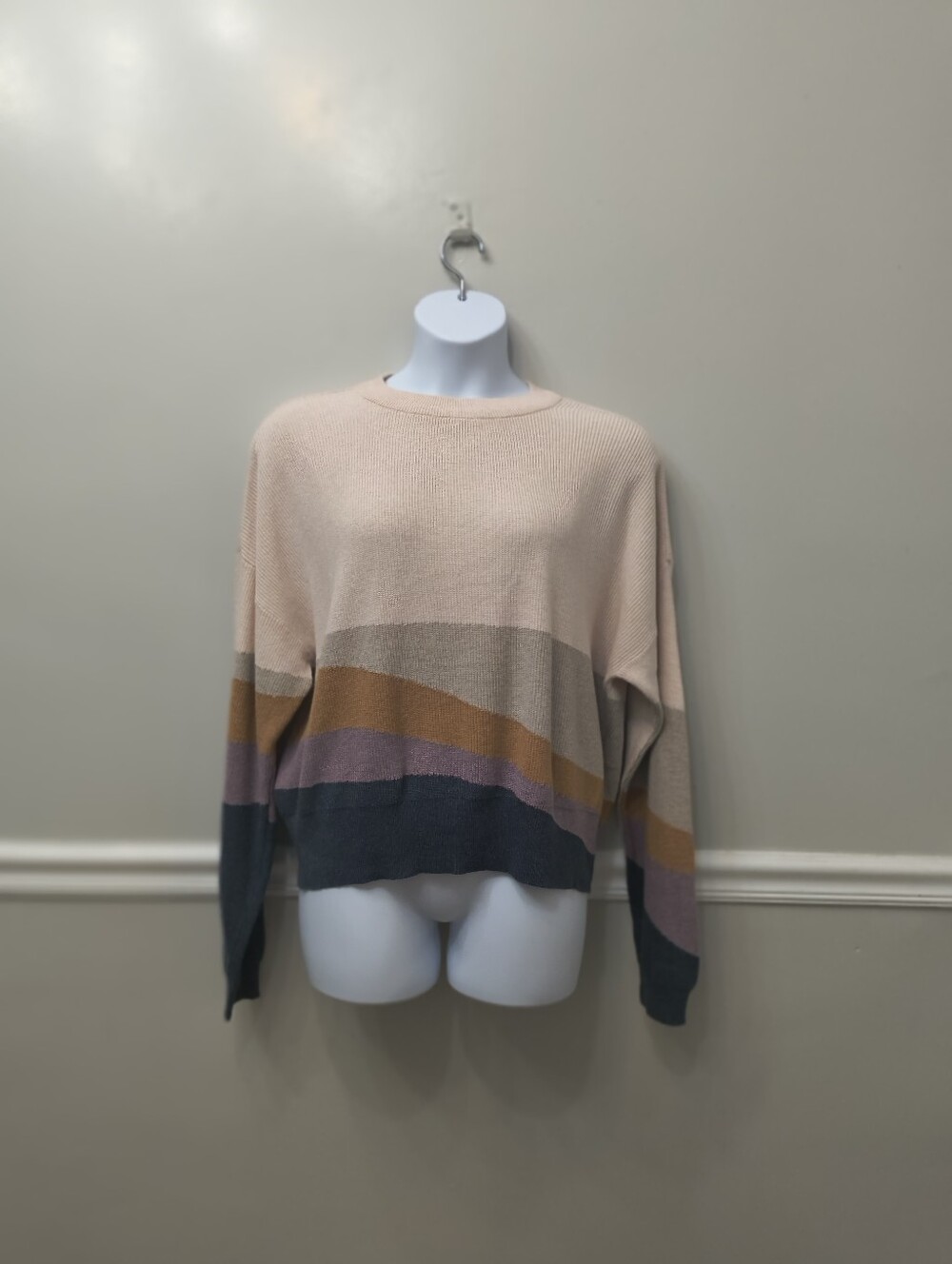 Prana Desert Road Sweater Dream Dust Crop Knit Crewneck Womens XL Multicolor